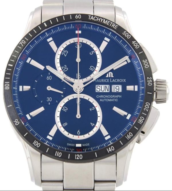 maurice lacroix herrklocka pt6038-ssl22-430-1 pontos blå/stål ø43