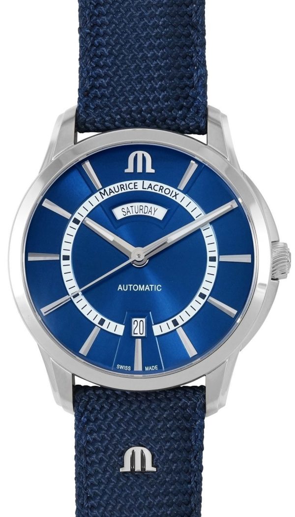 maurice lacroix herrklocka pt6358-ss004-431-4 pontos blå/textil