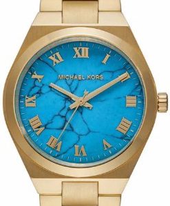 Michael Kors Damklocka MK7460 Lennox Blå/Gulguldtonat stål Ø37 mm
