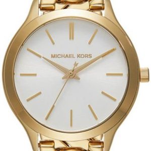 Michael Kors Damklocka MK7472 Slim Runway Vit/Gulguldtonat stål Ø38