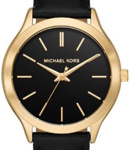 Michael Kors Damklocka MK7482 Slim Runway Svart/Läder Ø38 mm