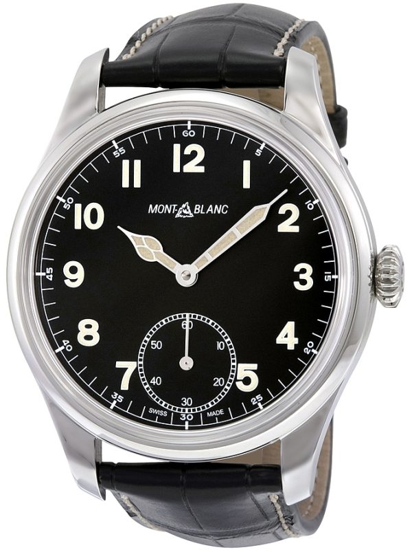 montblanc 1858 herrklocka 113860 svart/läder ø44 mm