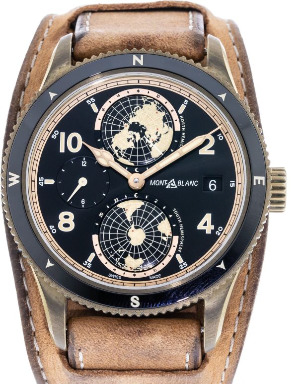 montblanc 1858 herrklocka 117840 svart/läder ø42 mm