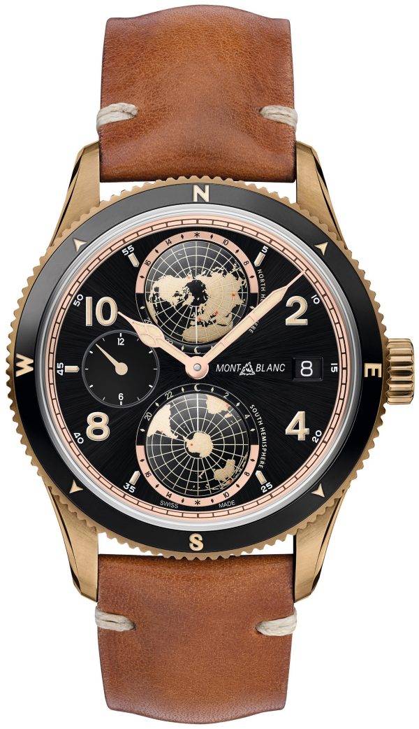 montblanc 1858 herrklocka 119347 svart/läder ø42 mm