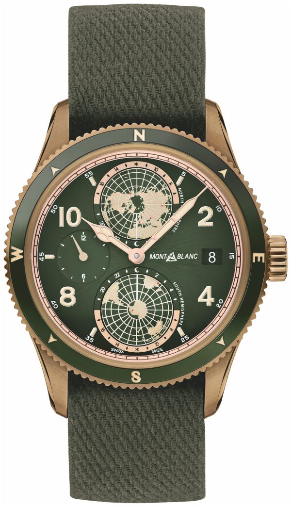 montblanc 1858 herrklocka 119909 grön/textil ø42 mm