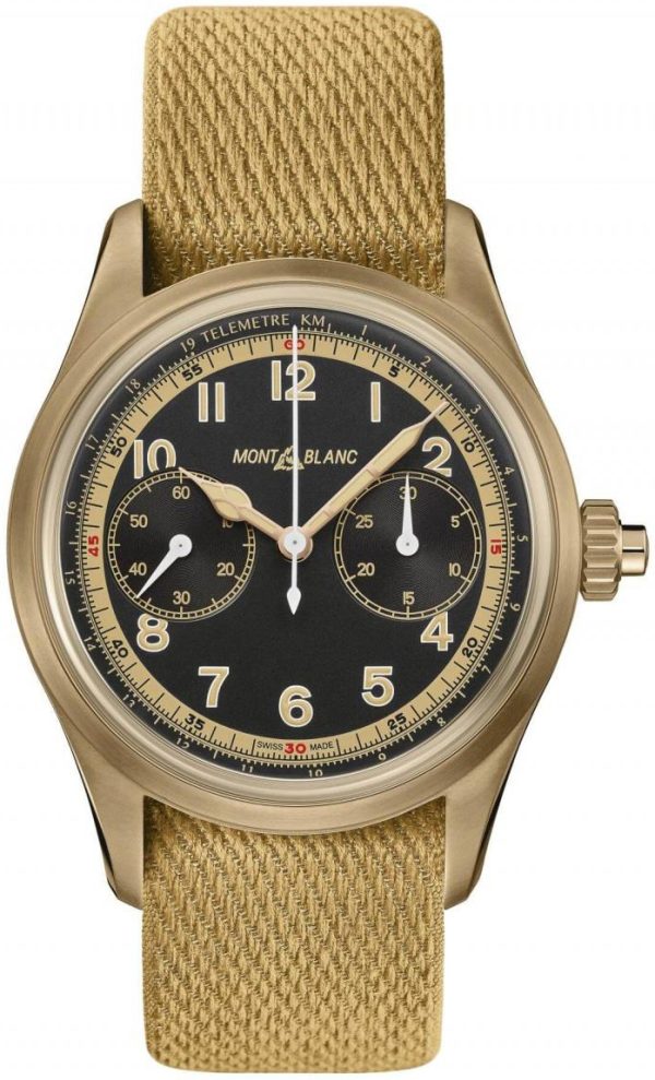 montblanc 1858 herrklocka 125583 svart/textil ø42 mm