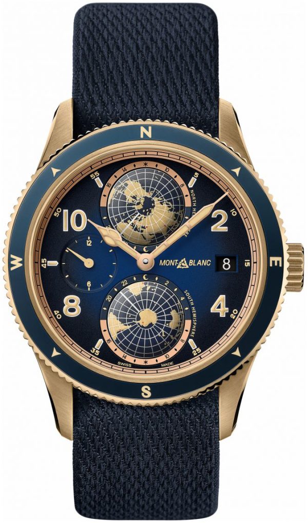 montblanc 1858 herrklocka 126361 blå/textil ø42 mm