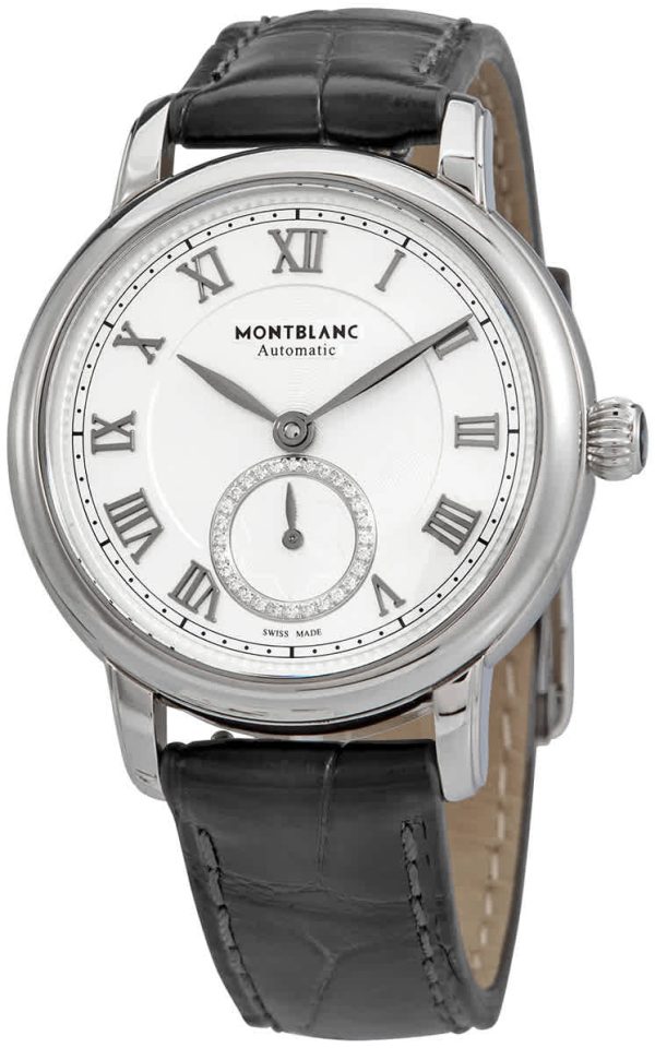 montblanc damklocka 126111 star legacy silverfärgad/läder ø32 mm