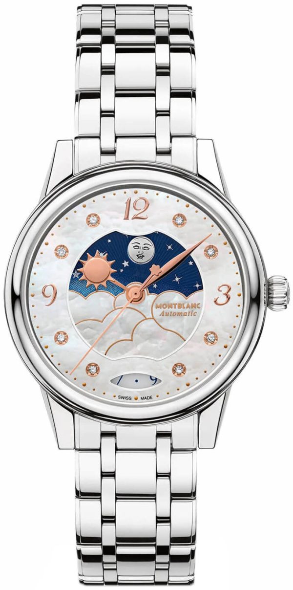 montblanc damklocka 129757 boheme vit/stål ø30 mm