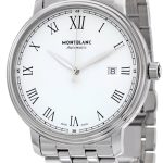 montblanc herrklocka 112610 tradition vit/stål ø40 mm