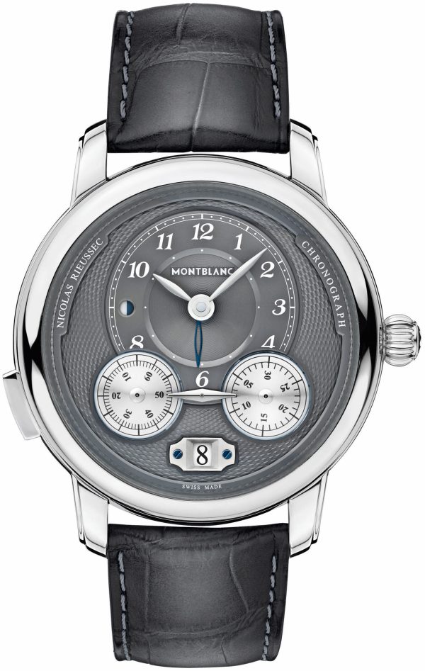 montblanc herrklocka 119954 star grå/läder ø44.8 mm