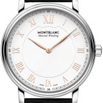 montblanc herrklocka 119962 tradition vit/läder ø40 mm