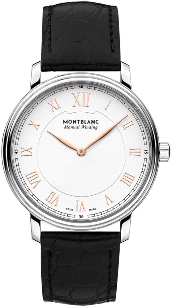 montblanc herrklocka 119962 tradition vit/läder ø40 mm