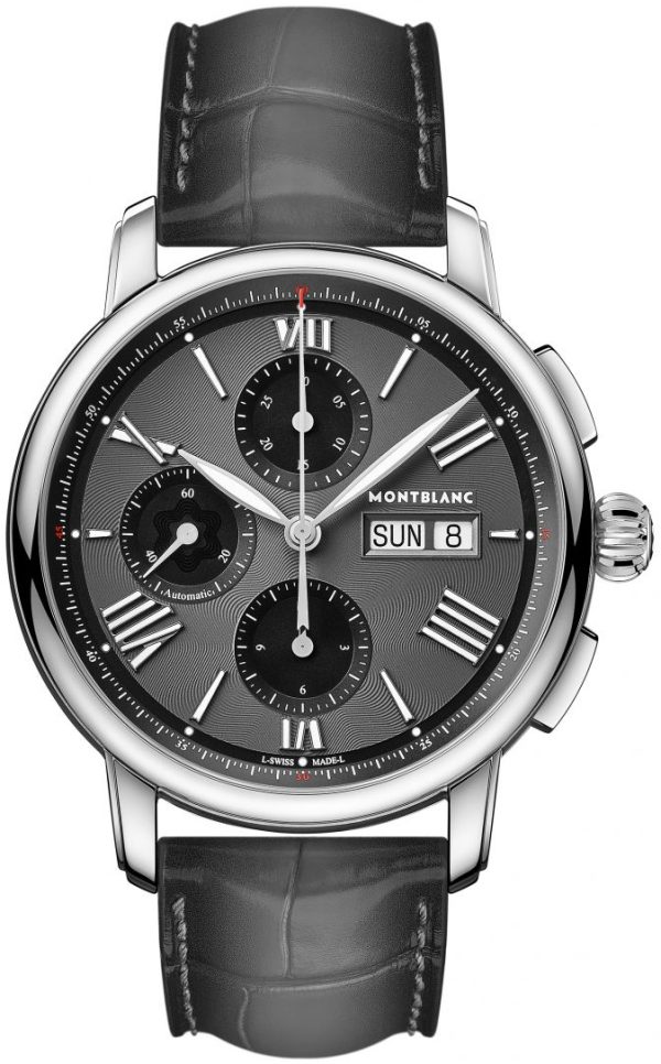 montblanc herrklocka 126081 star legacy grå/läder ø43 mm