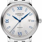 montblanc herrklocka 129286 tradition silverfärgad/stål ø40 mm