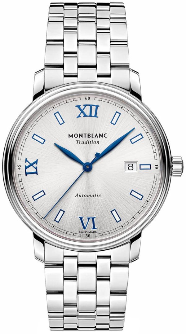 montblanc herrklocka 129286 tradition silverfärgad/stål ø40 mm