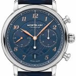 montblanc herrklocka 129626 star legacy blå/läder ø42 mm