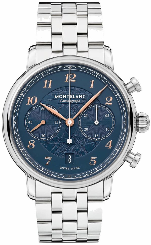 montblanc herrklocka 129627 star legacy blå/stål ø42 mm