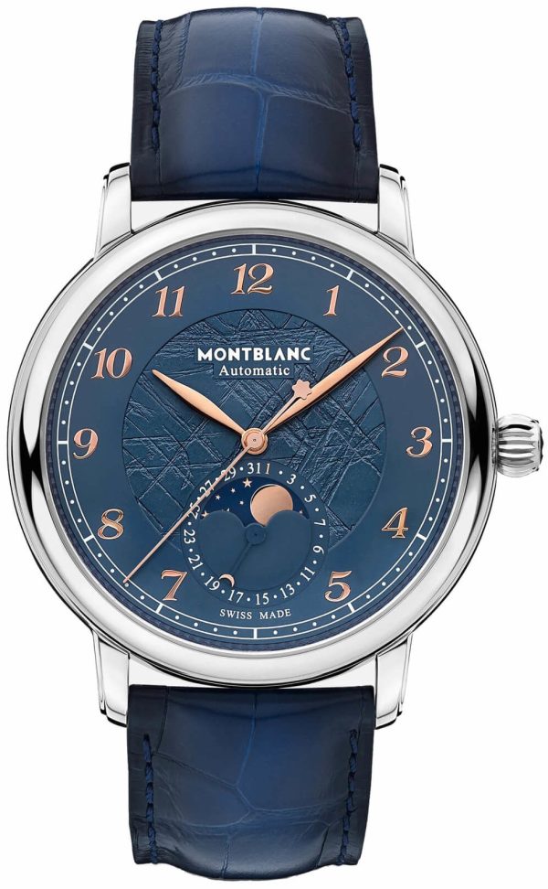 montblanc herrklocka 129630 star legacy blå/läder ø42 mm