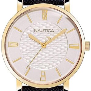 Nautica Damklocka NAPCGP903 Coral Gables Champagnefärgad/Läder Ø36