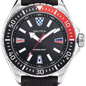 Nautica Herrklocka NAPCPS010 Crandon Park Svart/Läder Ø46 mm
