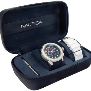 Nautica Herrklocka NAPLECR10 Long Beach Blå/Gummi Ø48 mm