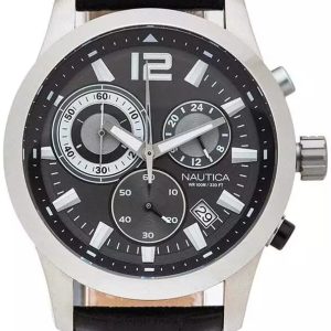Nautica Herrklocka NAPLECR13 Long Beach Grå/Läder Ø43 mm