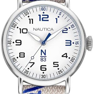 Nautica Herrklocka NAPLSS014 N83 Silverfärgad/Textil Ø44 mm