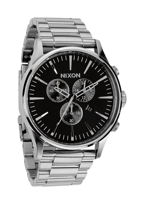 nixon herrklocka a386000-00 svart/stål ø42 mm