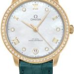 omega damklocka 434.58.34.20.55.002 de ville prestige vit/läder ø34