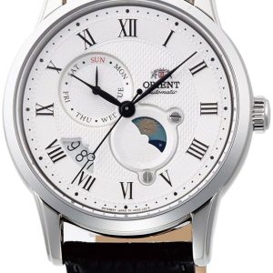 Orient Herrklocka RA-AK0008S Sun And Moon Vit/Läder Ø42.5 mm