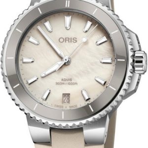 Oris Damklocka 01 733 7792 4151-07 4 19 61FC Aquis Vit/Gummi Ø36.5 mm