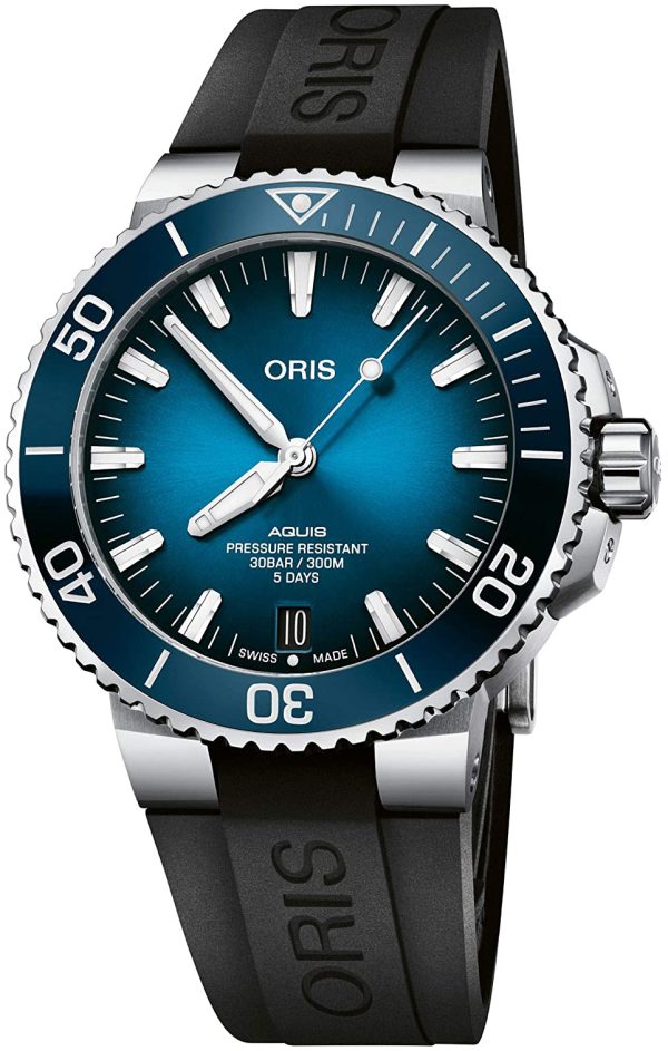 oris herrklocka 01 400 7763 4135-07 4 24 74eb diving blå/gummi