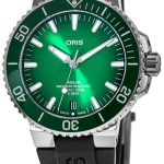 oris herrklocka 01 400 7763 4157-07 4 24 74eb aquis grön/gummi