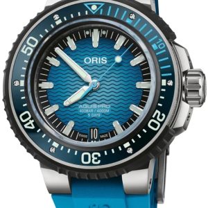 Oris Herrklocka 01 400 7777 7155-SET Aquis Blå/Gummi Ø49.5 mm