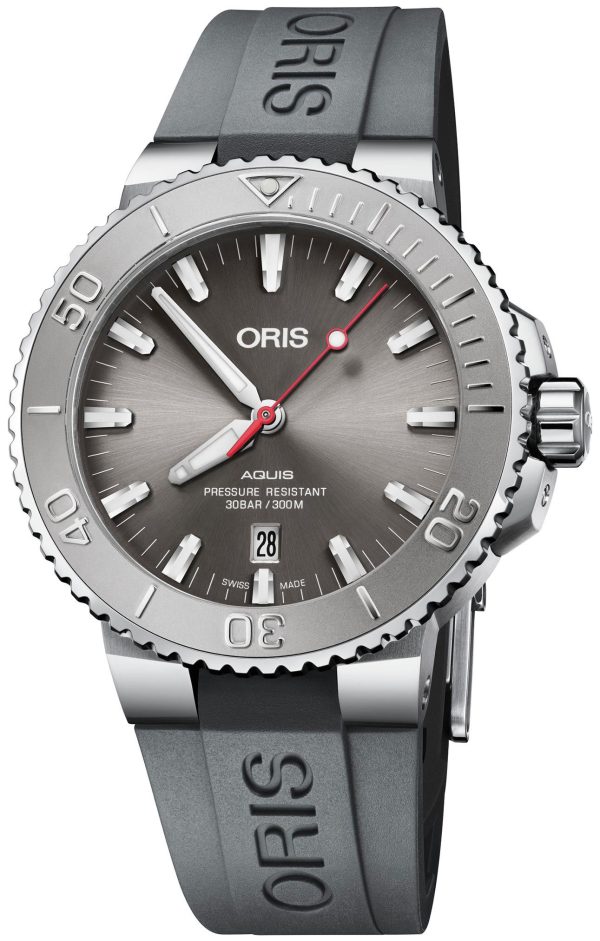 oris herrklocka 01 733 7730 4153-07 4 24 63eb diving grå/gummi