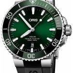 oris herrklocka 01 733 7730 4157-07 4 24 64eb diving grön/gummi