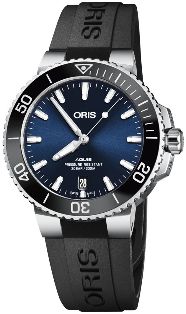 oris herrklocka 01 733 7732 4135-07 4 21 64fc diving blå/gummi