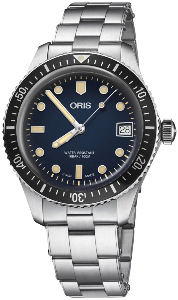 oris herrklocka 01 733 7747 4055-07 8 17 18 diving blå/stål ø36 mm