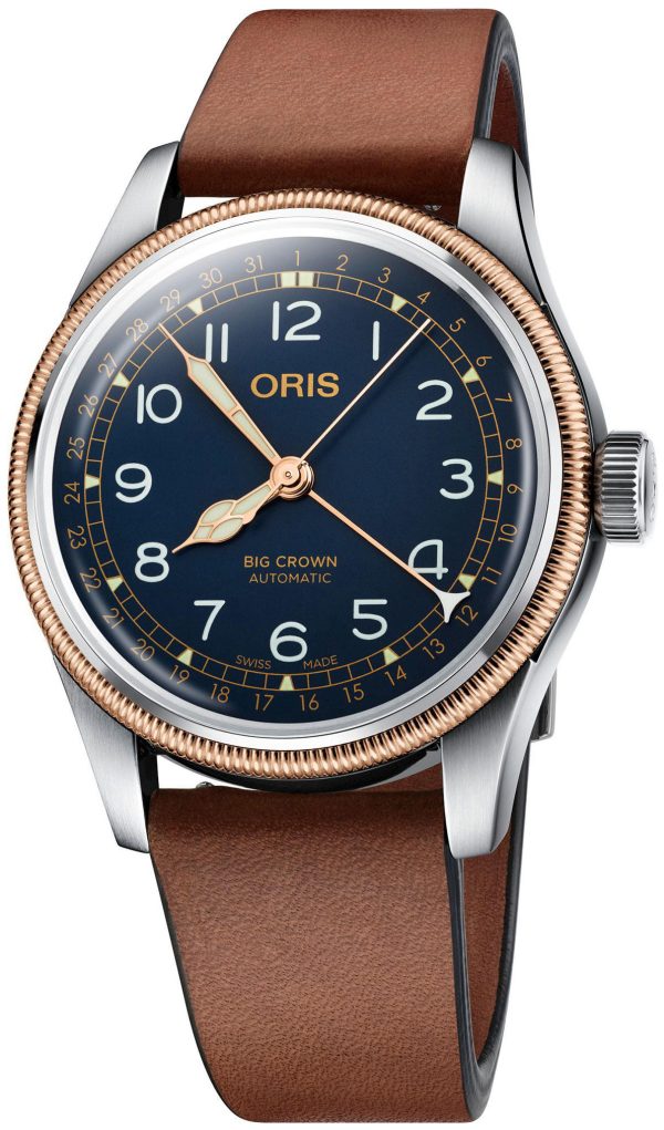 oris herrklocka 01 754 7741 4365-07 5 20 58 aviation blå/läder ø40