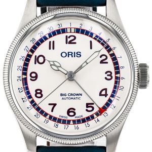 Oris Herrklocka 01 754 7785 4081-SET Big Crown Hank Aaron Vit/Läder