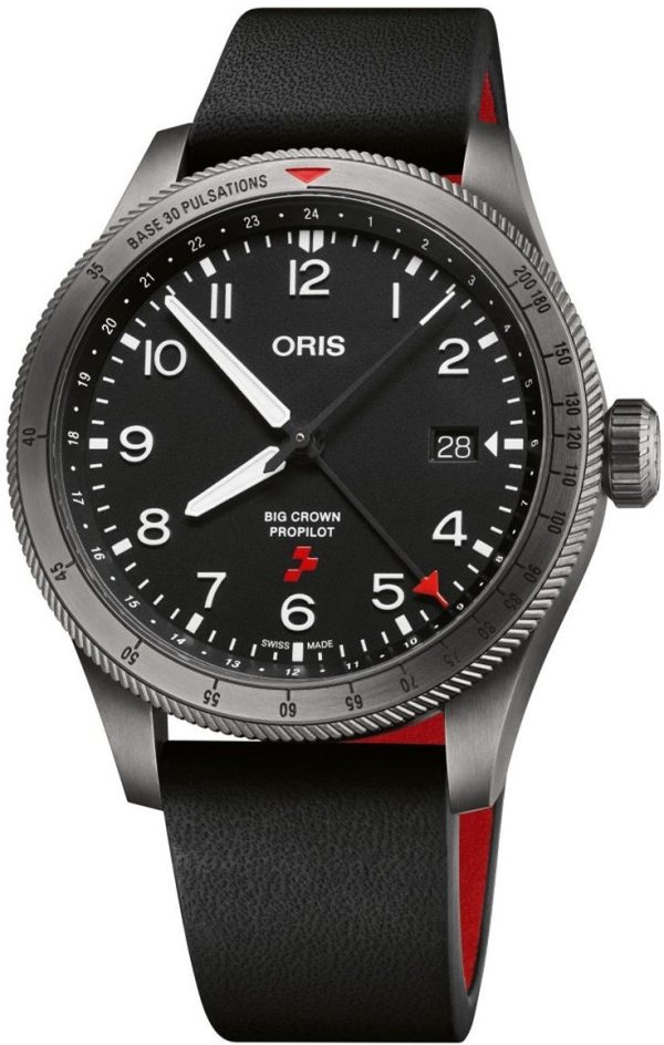 oris herrklocka 01 798 7773 4284 hb-jwa-set propilot svart/läder