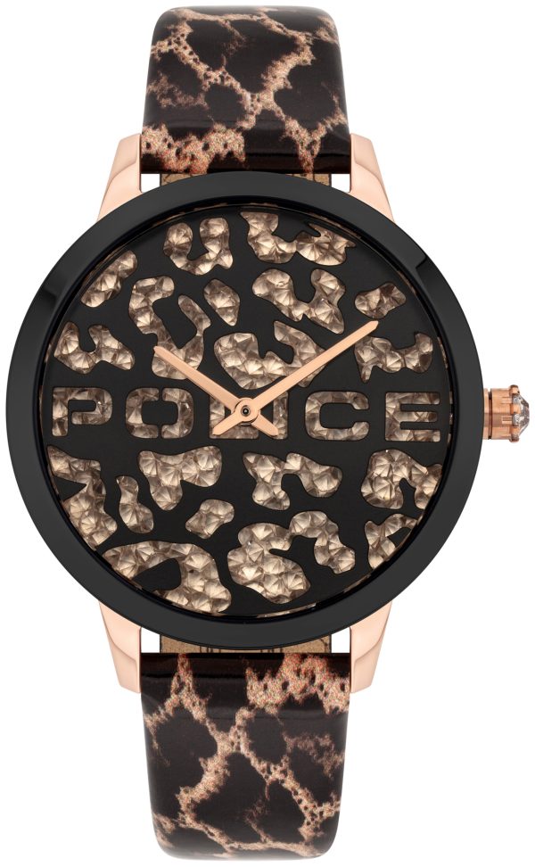 police damklocka pl16028msrb.02 bagan flerfärgad/läder ø36 mm