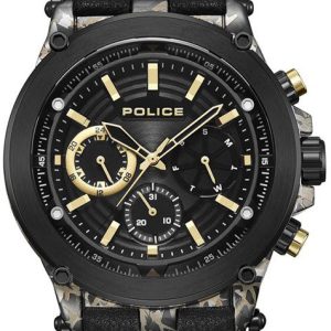 Police Herrklocka PEWJF2226641 Taman Svart/Läder Ø48 mm