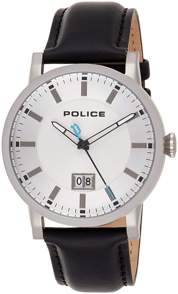 police herrklocka pl15404js.01 silverfärgad/läder ø42 mm