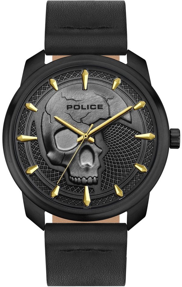 police herrklocka pl15714jsb.61 bleder grå/läder ø44 mm