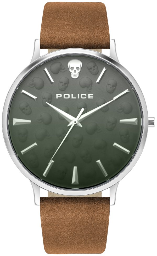 police herrklocka pl16023js.13 tasman grå/läder ø42 mm
