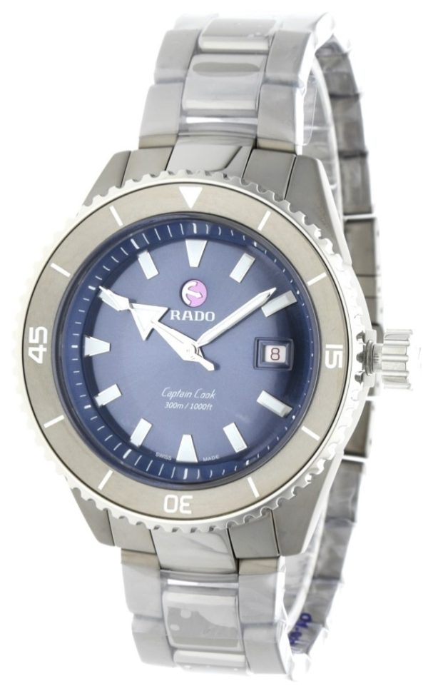 rado herrklocka r32144202 captain cook blå/keramik ø43 mm