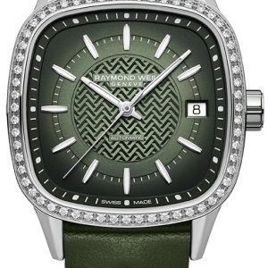 Raymond Weil Damklocka 2490-SCS-52051 Freelancer Grön/Läder