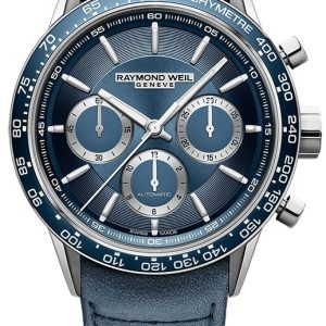 Raymond Weil Herrklocka 7741-SC3-50021 Freelancer Blå/Läder Ø43.5